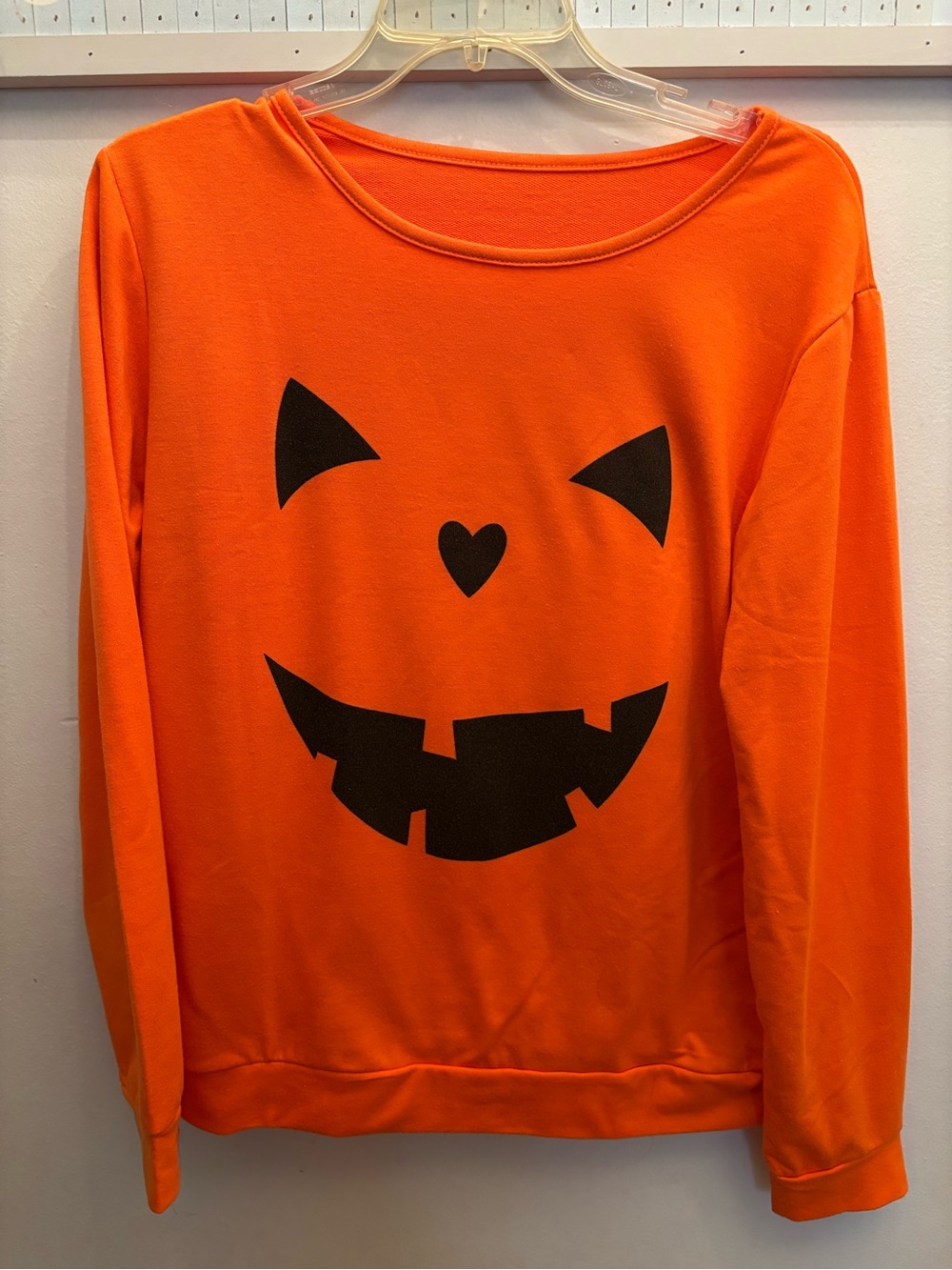 Orange Halloween Pumpkin Face Sweatshirt Small
